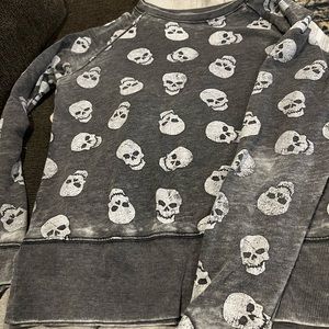 Greyson Threads faded black skull sweatshirt